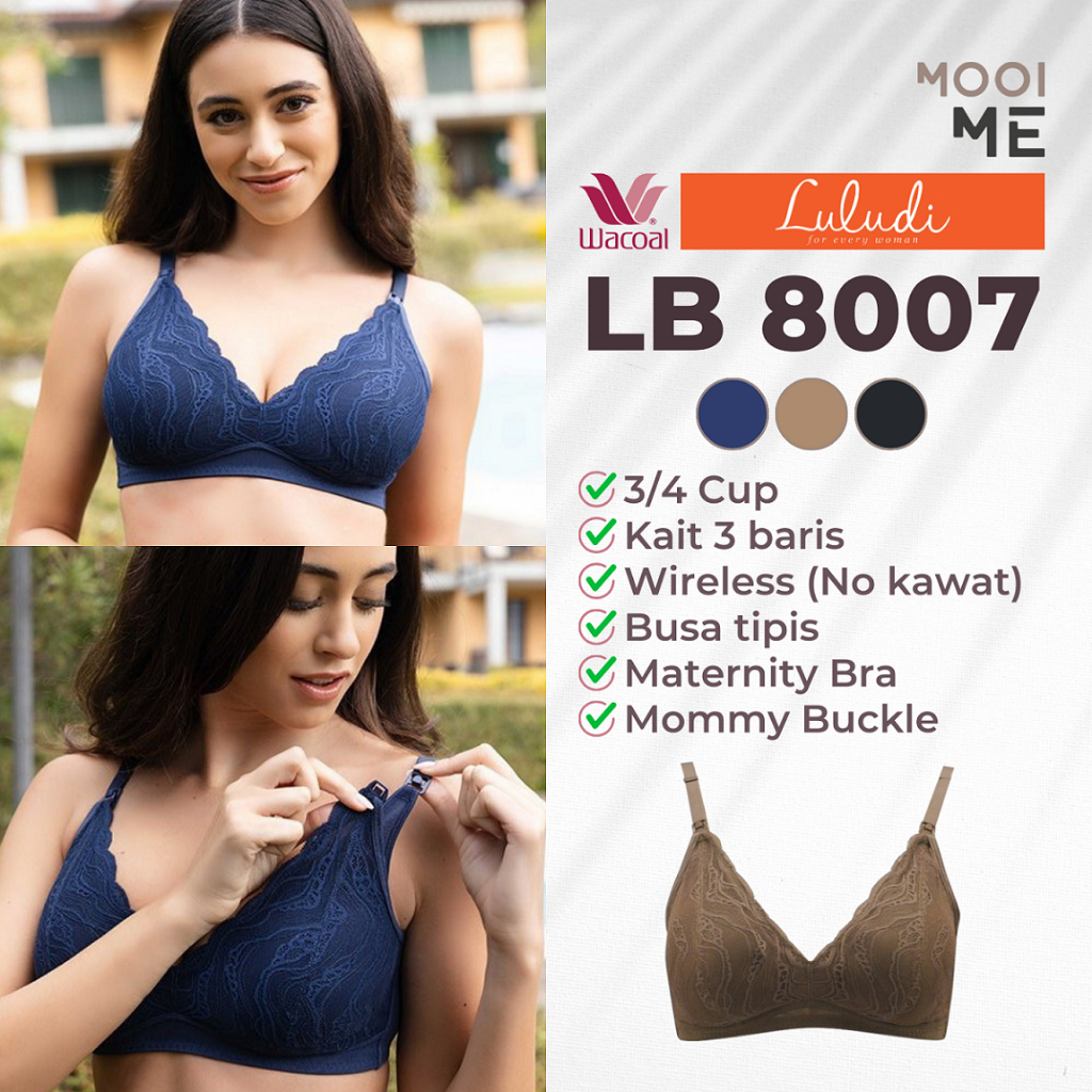 Luludi LB 8007 Aspronisi Maternity Bra (Bra Menyusui) 3/4 Cup Wireless (Tanpa Kawat) Busa Tipis Lace