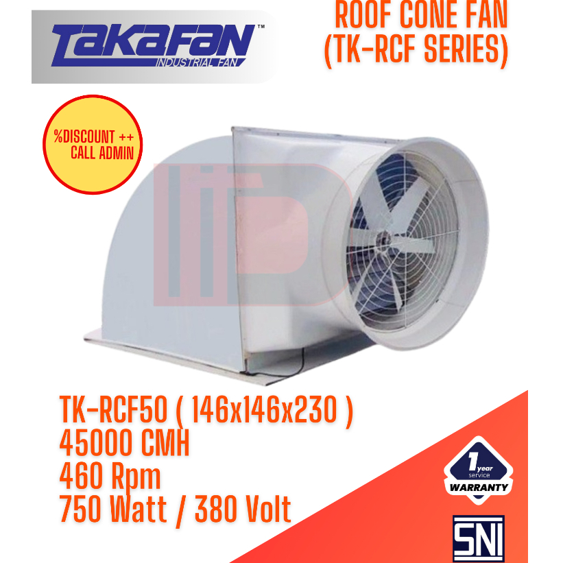 Roof Cone Fan Takafan - Kipas Penghisap Udara Atap 380V untuk Ventilasi Industri dan Sirkulasi Udara