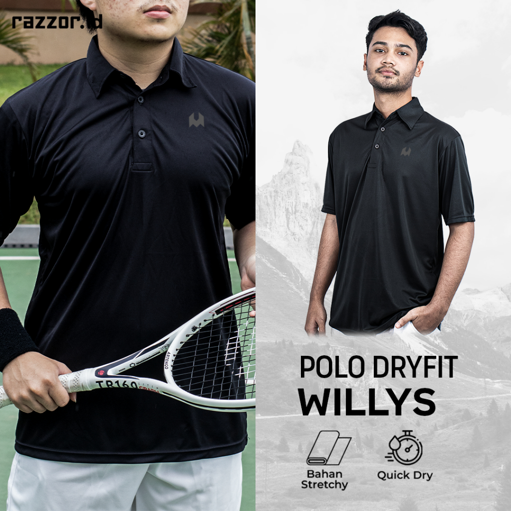 Kaos Polo Dry Fit Willys Hikemore Olahraga Golf Quickdry Pria Wanita