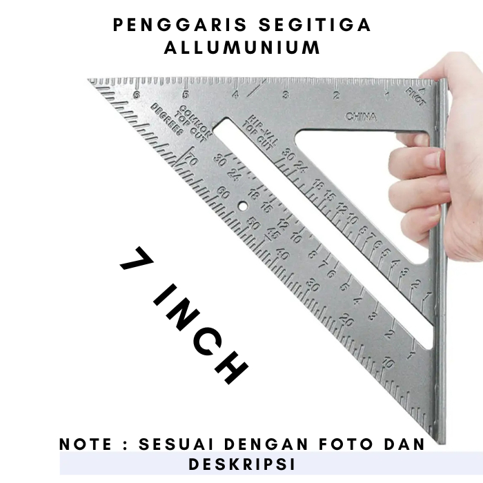 

Pengukur Sudut Berkualitas Penggaris siku Segitiga 7 inci Speed Square Allumunium Silver