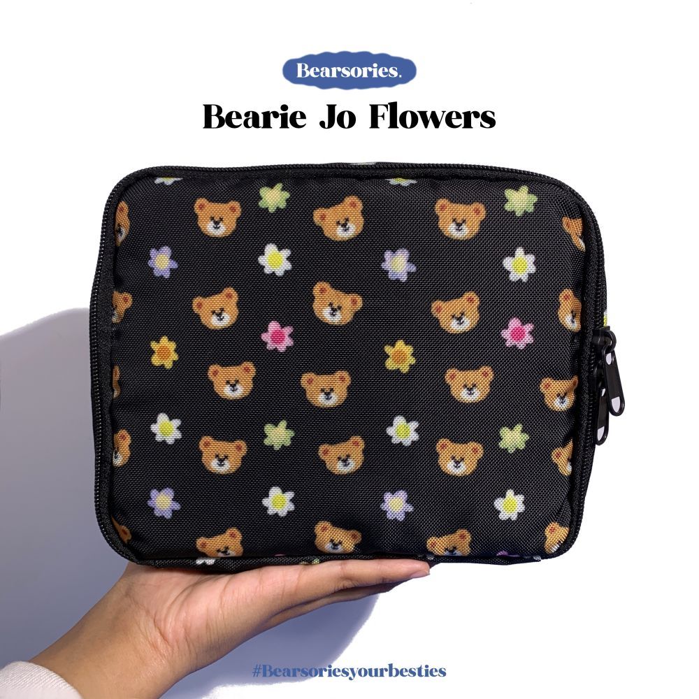 

BEARSORIES Canvas Make Up Pouch / Dompet Kotak Beruang / Storage Multifungsi Handmade