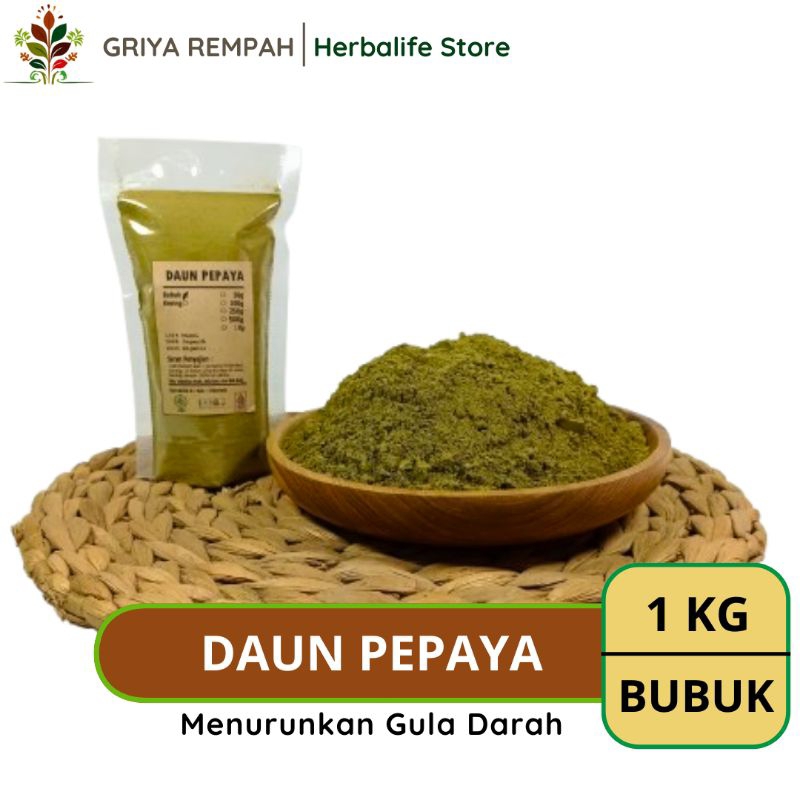 

DAUN PEPAYA BUBUK 1 KG Kates Gandul Ramuan Rempah Herbal Kering Alami Jamu Tradisional untuk Kesehatan dan Nutrisi Tubuh simplisia Carica papaya