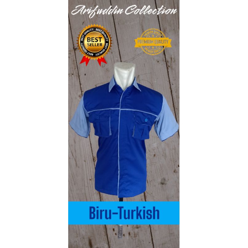 KEMEJA PDH KOMBINASI WARNA (BIRU-TURKISH)