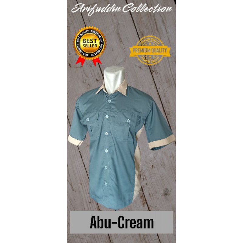KEMEJA PDH KOMBINASI WARNA (ABU-CREAM)