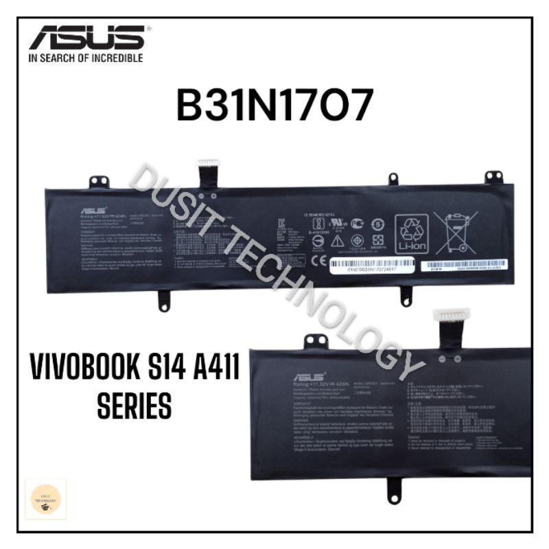 Battery baterai asus vivobook s14 A411U A441UF A411 Series B31N1707 ori