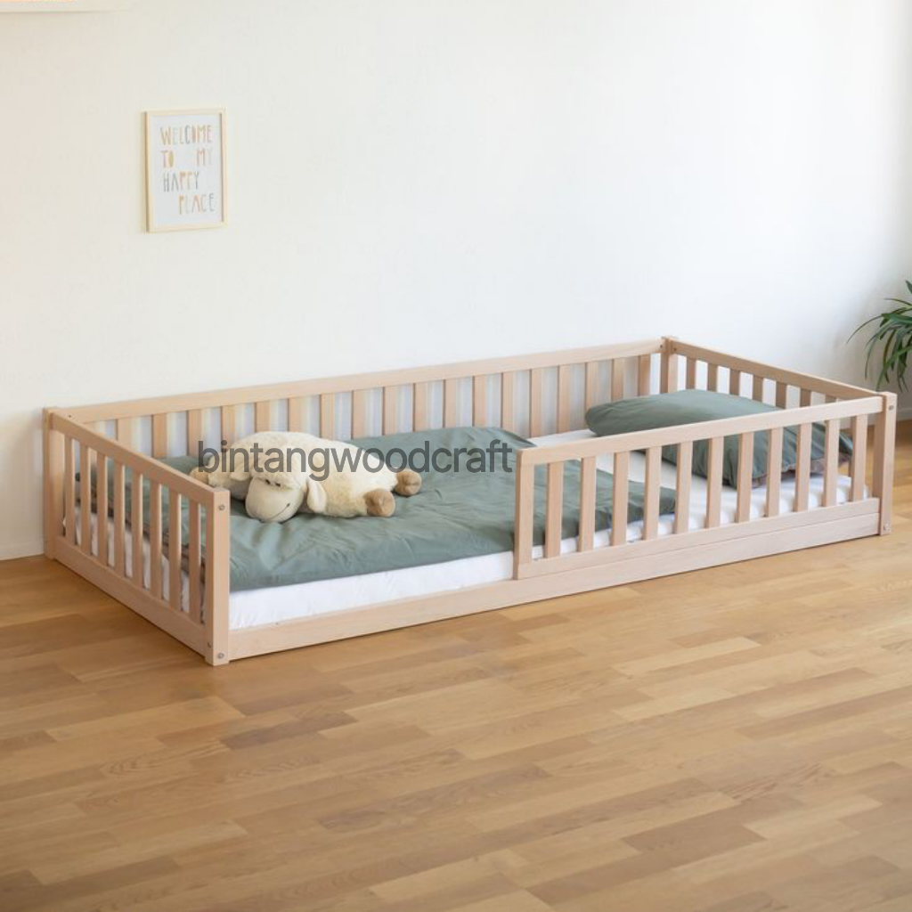 Ranjang tidur anak/ tempat tidur anak/ dipan ranjang anak kayu mahoni 120x200