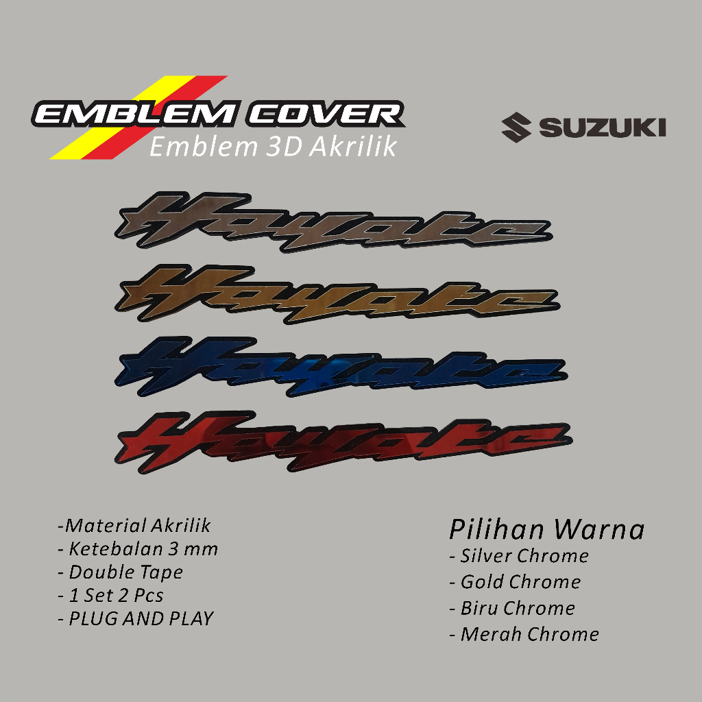 stiker motor 3d emblem suzuki hayate emblem akrilik s hayate sepasang emblem hayate