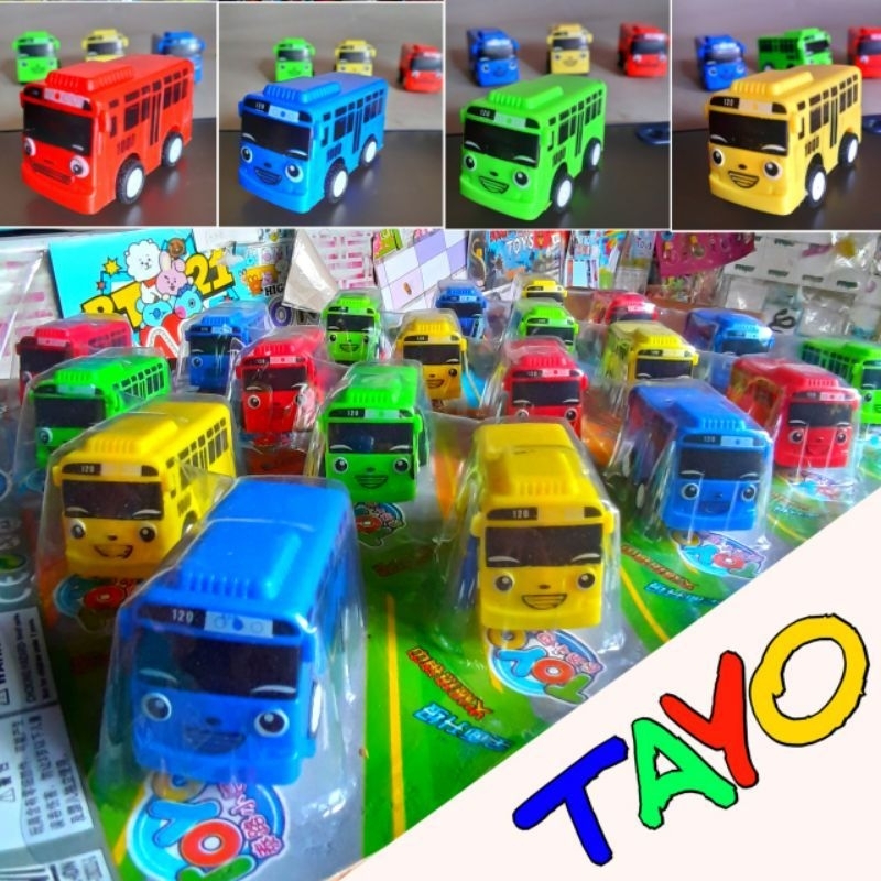 4set mobil bus tayo kecil pullback / bis tayo / mobil mobilan anak / mainan kendaraan