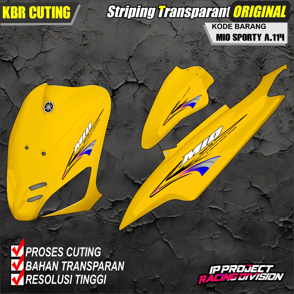 (COD) STIKER STRIPING ORIGINAL MOTOR YAMAHA MIO SPORTY TAHUN 2011 DESAIN HOLOGRAM TRANSPARAN