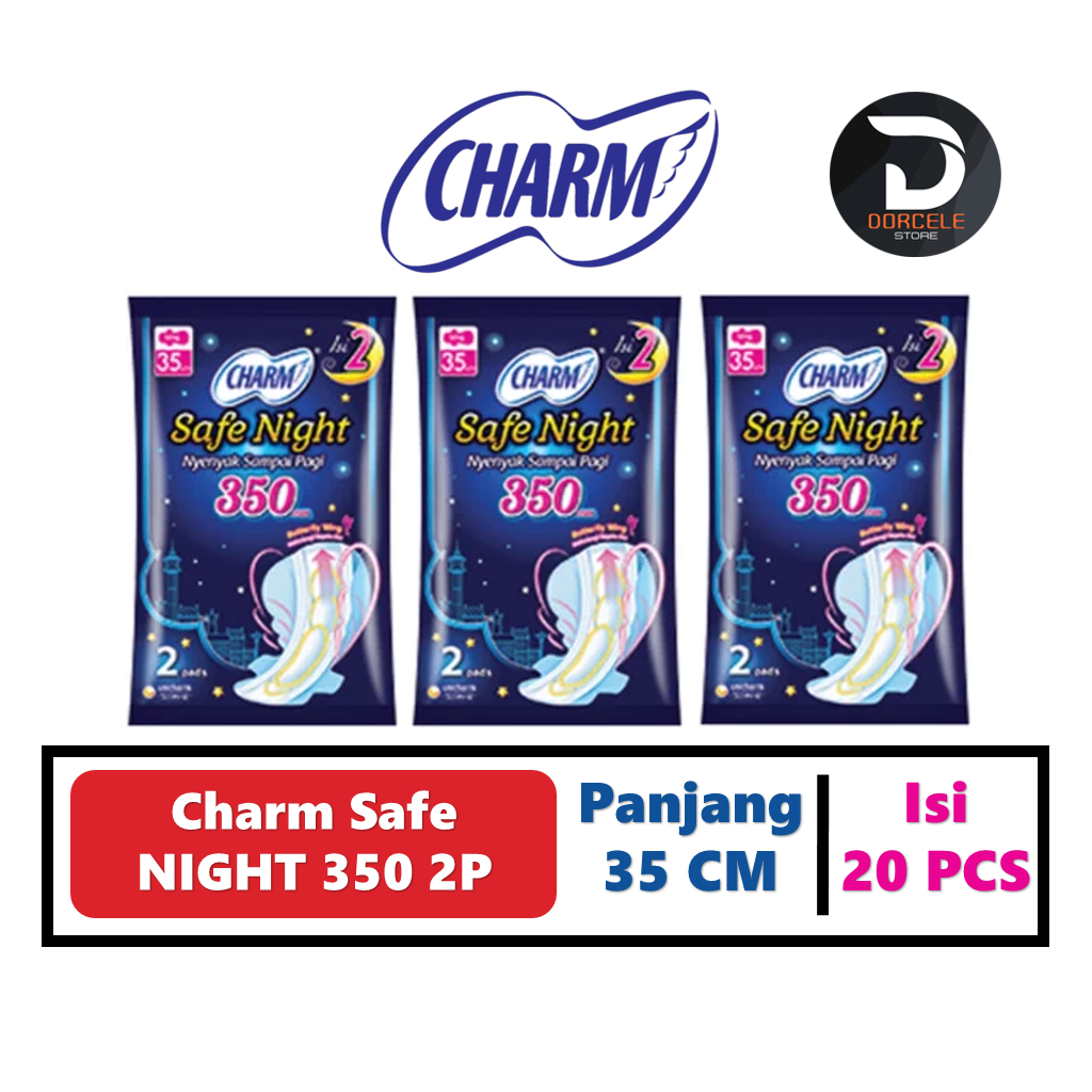Charm Safe Night Wing 35cm Pembalut Sachet Isi 2 Pads