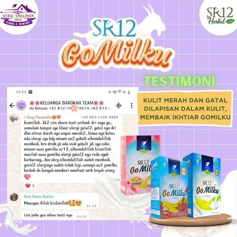 

susu gomilku sr12 merupakan susu kambing etawa kombinasi dengan kandungan ikan gabus, daun kelor, dan madu bergizi tinggi serta mengadung banyak manfaat