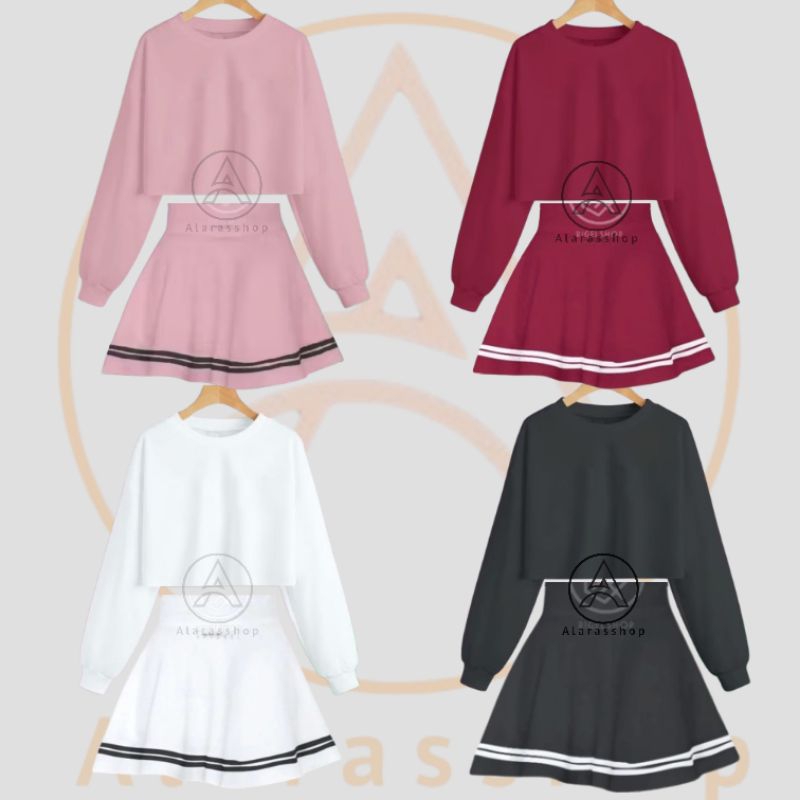 One Set Crop Top Lengan Panjang Olahraga Wanita Kasual