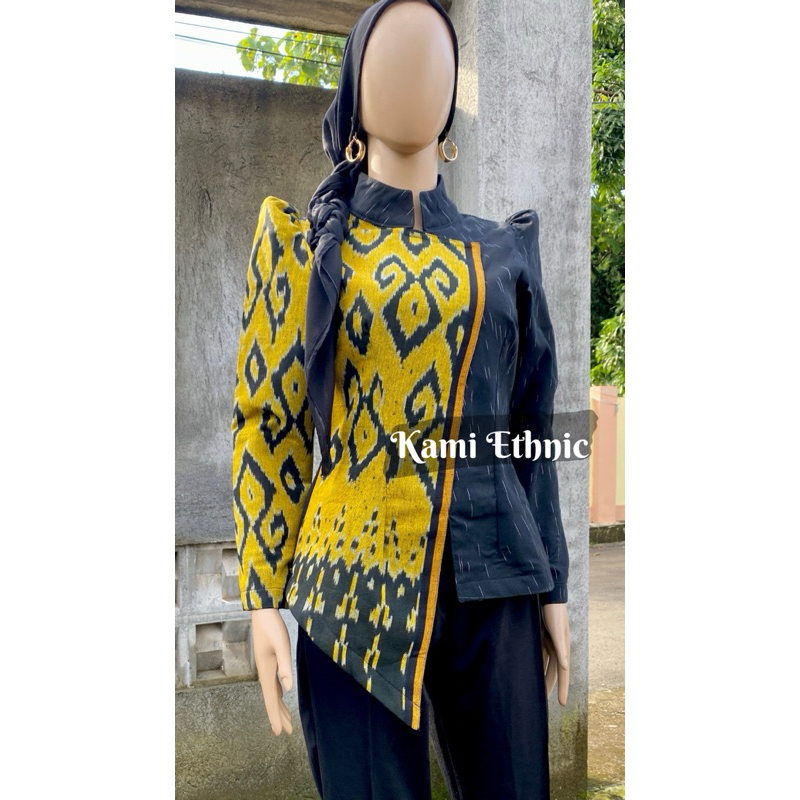 couple tenun - kebaya modern - baju tenun - kebaya tenun - seragam keluarga - seragam kantor