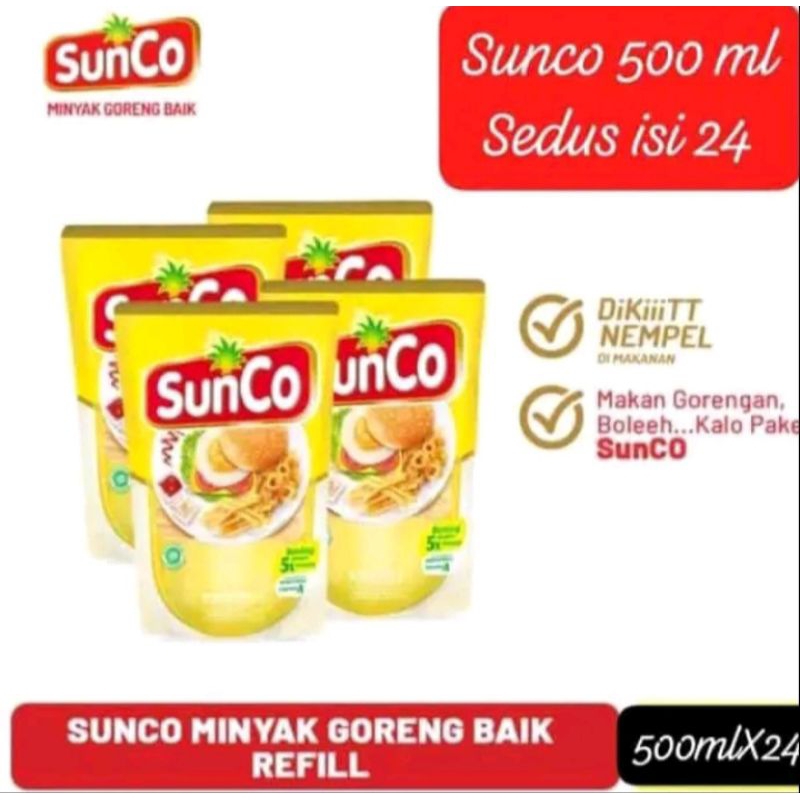 

Minyak Goreng Sunco isi 1 karton 2 liter 6 pouch