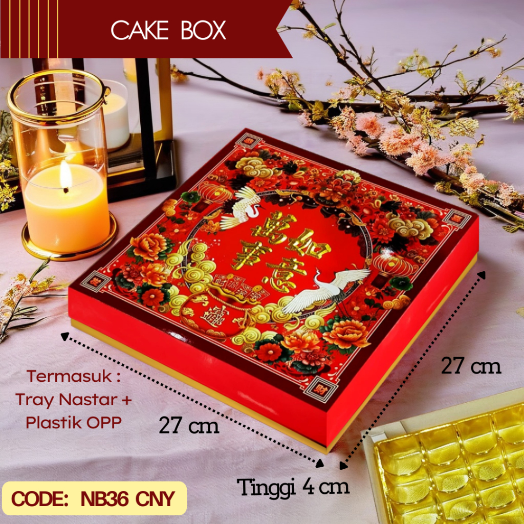 

Box Nastar Sekat Mika CNY / Gift Box / Dus Kemasan Cookies, Kue Lapis Mini Imlek