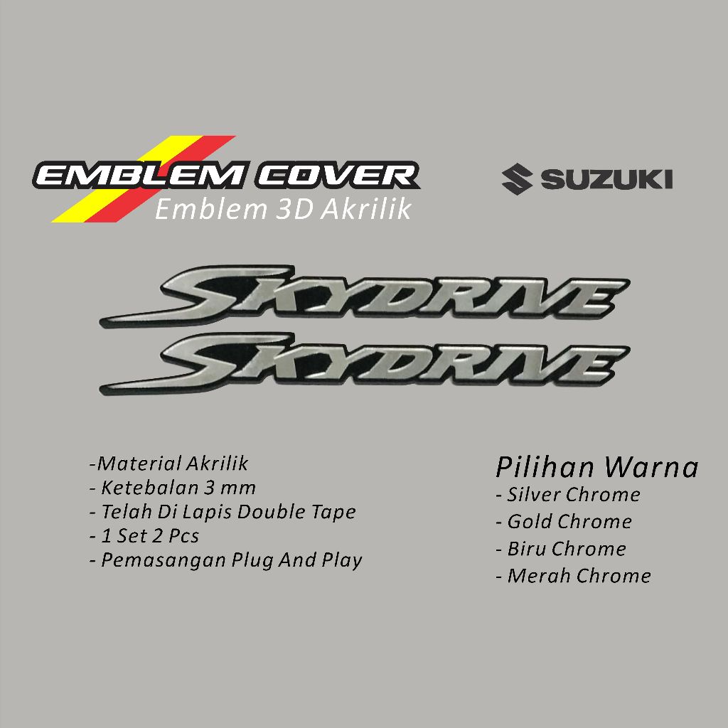 stiker motor 3d suzuki skydrive sepasang emblem akrilik 3d suzuki skydrive 125