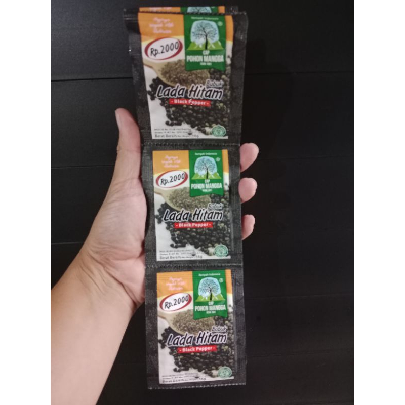 

Bubuk Lada Hitam Cap Pohon Mangga 1 Renceng isi 12 Sachet