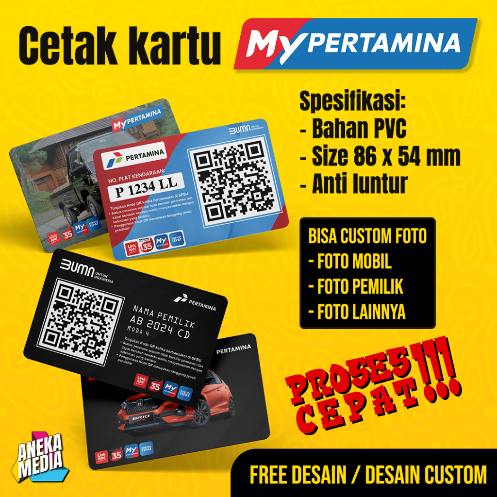 

Cetak Kartu MyPertamina Kartu Pelajar Kartu Tanda Anggota