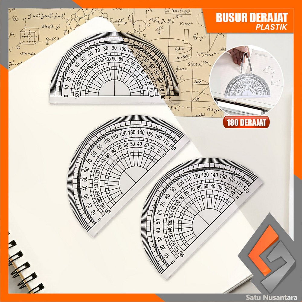 

SN-A108 Busur Derajat Plastik Transparan Plastic Protractor 180 Derajat / Penggaris Busur Mistar 180 Half Circle Ruler Multifungsi