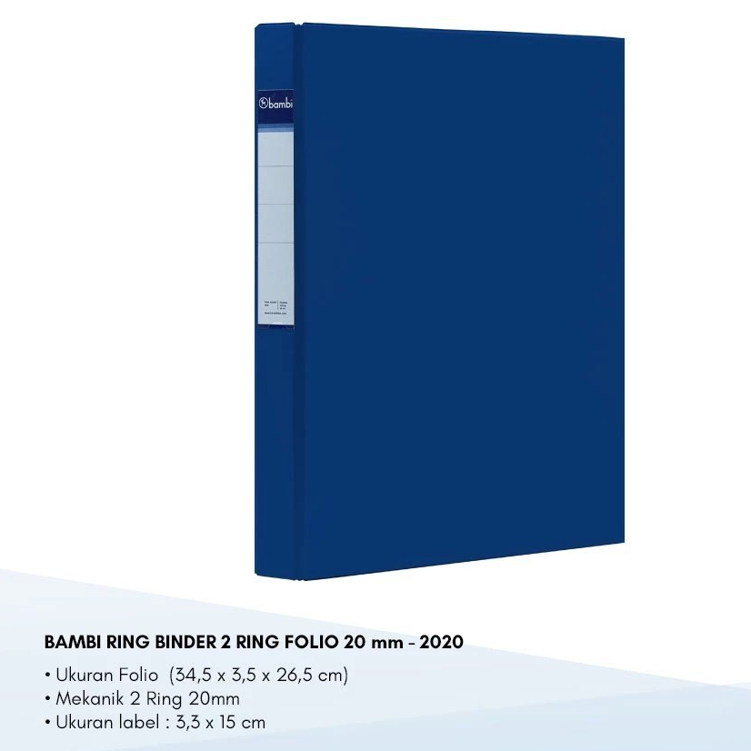 

Bambi Ring Binder Folio 2 Ring Type D Small Size 20 mm Original 2020 - BIRU