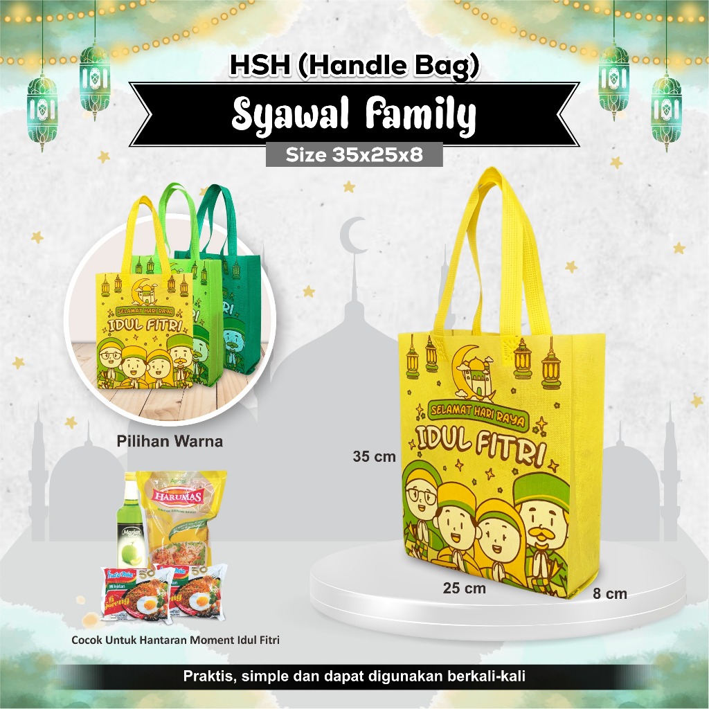 

ALTHEA Tas Spunbond Lebaran Idul Fitri Goodie Bag Idul Fitri Lebaran Tas Hari Raya Idul Fitri Lebaran 35x25x08
