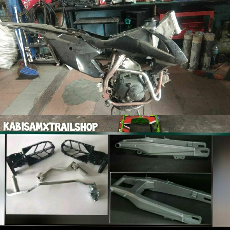 rangka ktm 85 2020 custom belum dicat plus arm pijakan kaki tuas rem bodyset plastik hrv