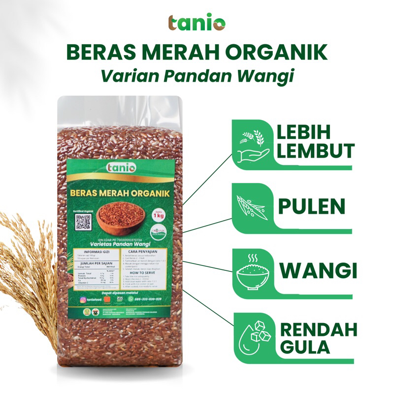 

Beras Merah Organik Tanio Pandan Wangi [Organik Bersertifikat]