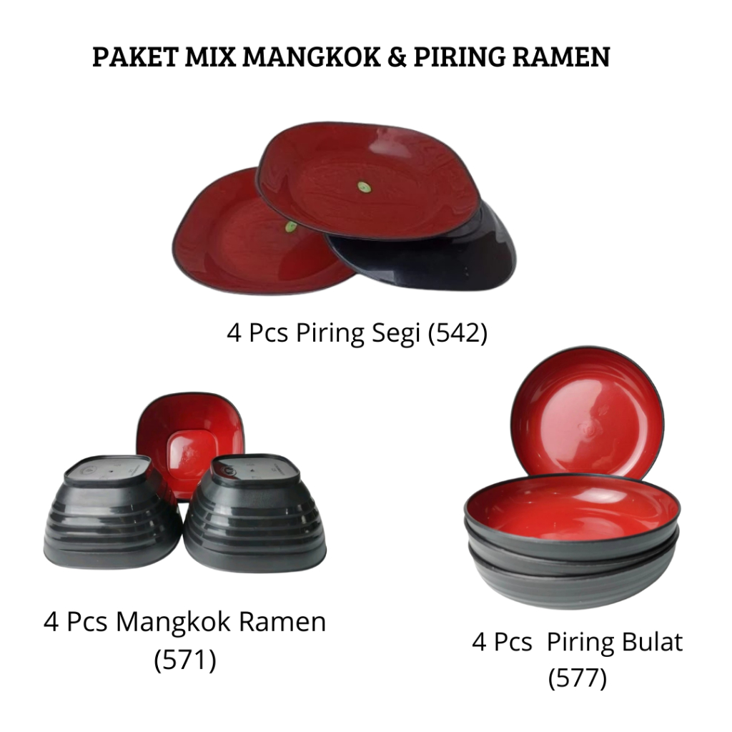 Paket Mix 1 Lusin Mangkuk + Piring Ramen Piring Saji Piring Set Mangkuk