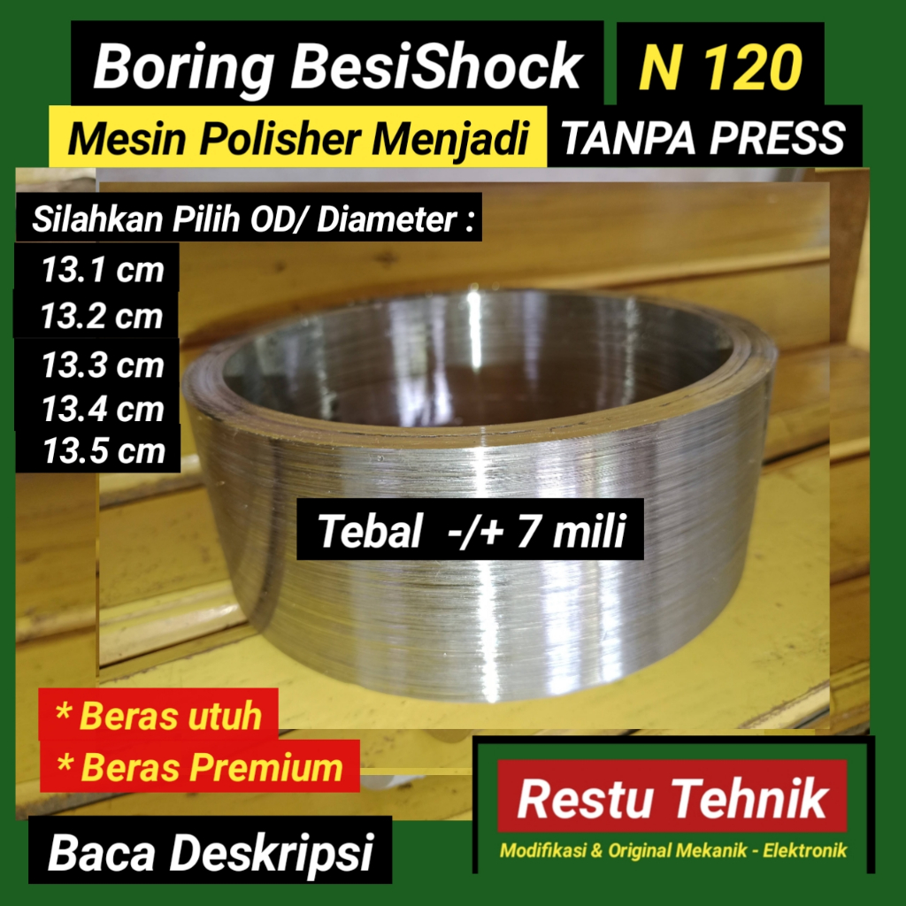 N120 dan sejenis - BORING BesiShock  Tebal 7 - 9 mm -Polisher Outlet Topikoboy - Tanpa pres - slipan