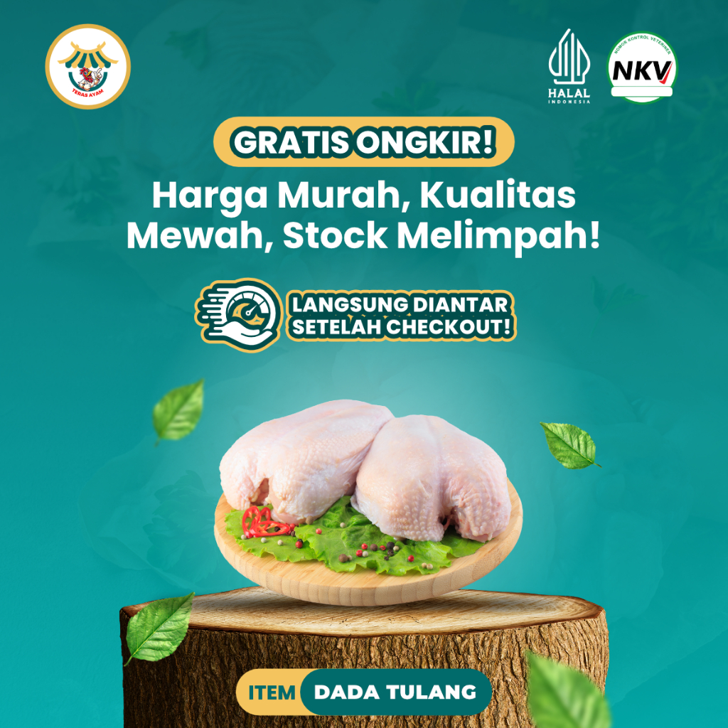 

Dada Ayam dengan Tulang 500gr & 1000gr | Halal, Sehat, & Premium