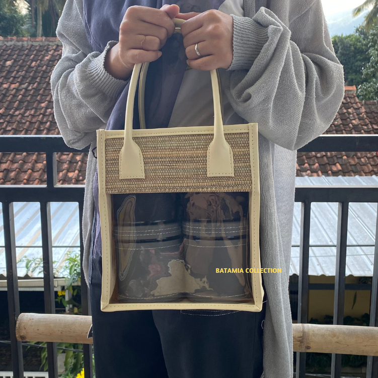 

Tas Parcel Mika Mendong Ukuran 4 Toples Silinder Keranjang Hampers Mika Transparan