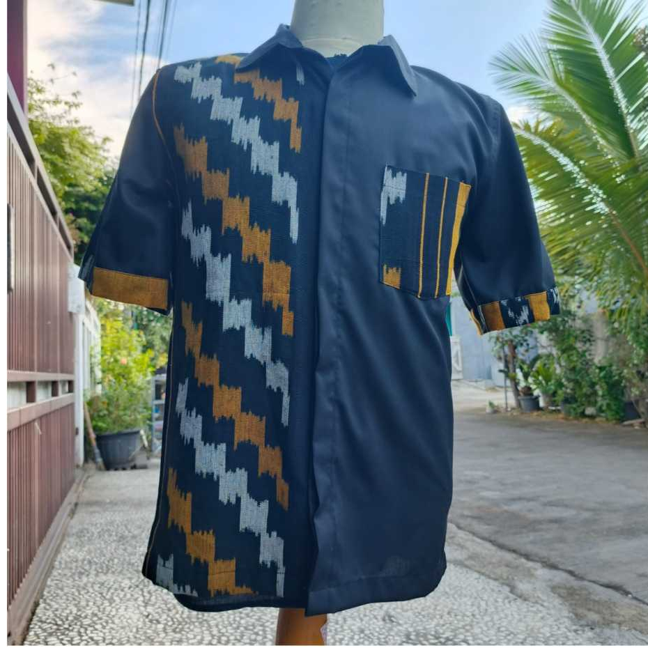KEMEJA HEM COWOK PRIA DEWASA ETNIK JEPARA / TENUN CORAK OREN