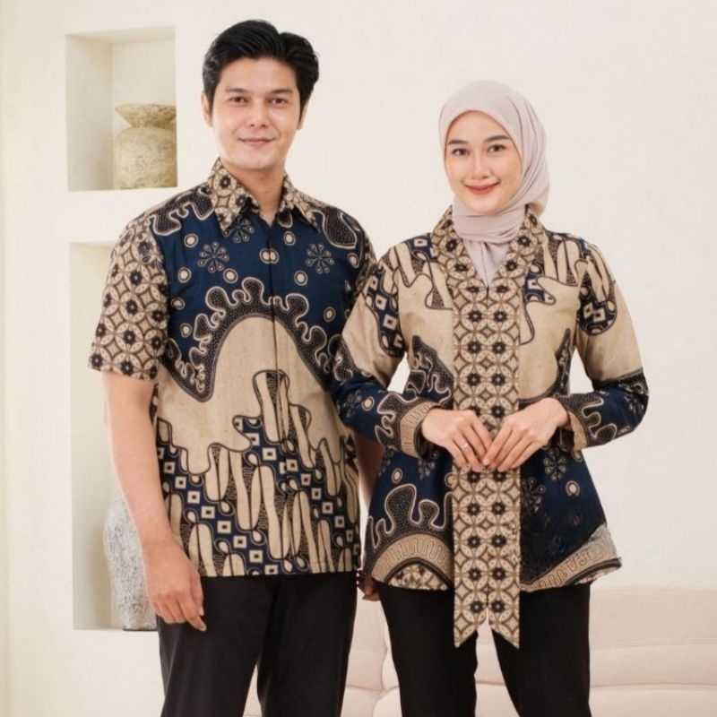 Bisa pisah batik setelan couple pria wanita lengan pendek | Setelan batik pria wanita masakini