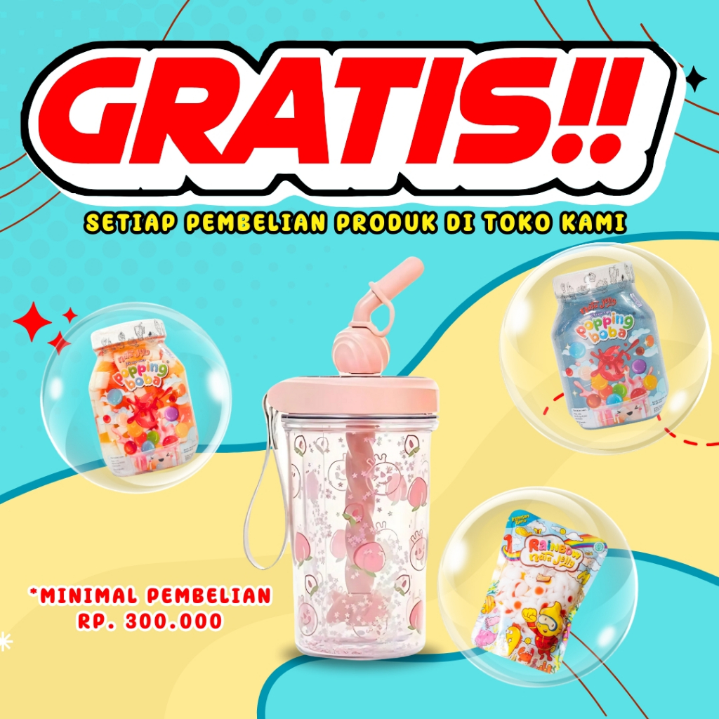 

GRATIS TUMBLER | POPPING BOBA | RAINBOW COFFE JELLY MOTIF | KONJAC JELLY BOBA PEARL QQ JELLY BOBA KRISTAL | SETIAP PEMBELIAN PRODUK DI TOKO KAMI SELAMA PERSEDIAAN HADIAH MASSIH ADA