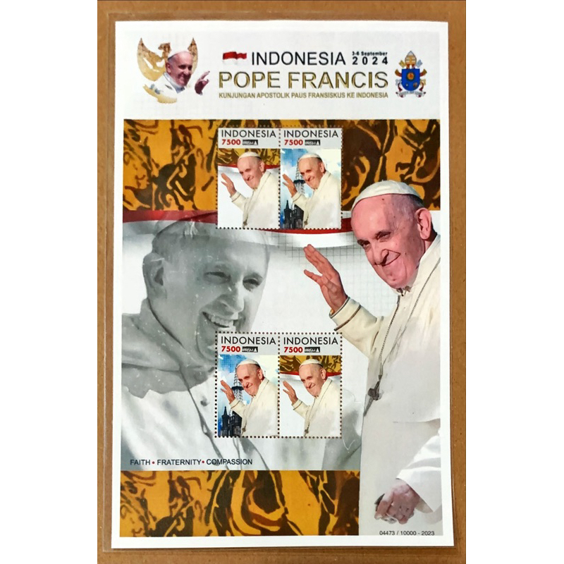 

PRANGKO INDONESIA 2024 MS KUNJUNGAN POPE FRANCIS. SHEET A. MINT.