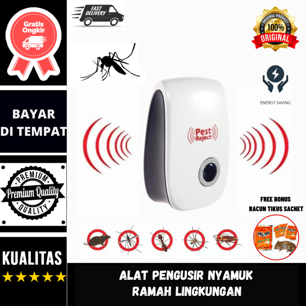 [ COD ] Alat Pengusir Anti Tikus Nyamuk Kecoa Hama Rumah Ultrasonik Pest Reject Repeller Ultrasonic 