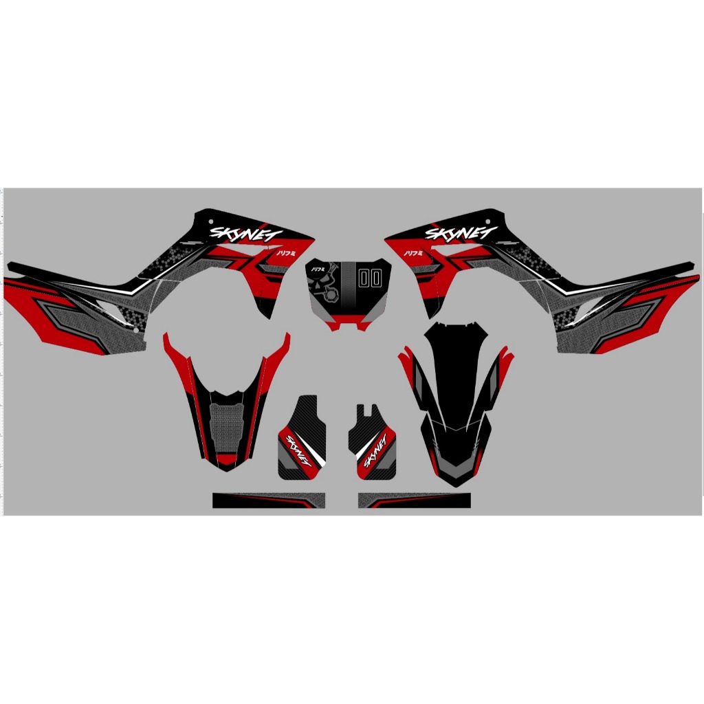 Decal Crf 150l Stiker crf Full Body custom supermoto hitam abu merah