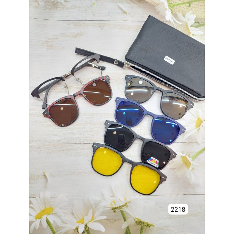 Frame kacamata clip on 2218A klip on pria wanita polarized paket lensa minus cylinder plus premium