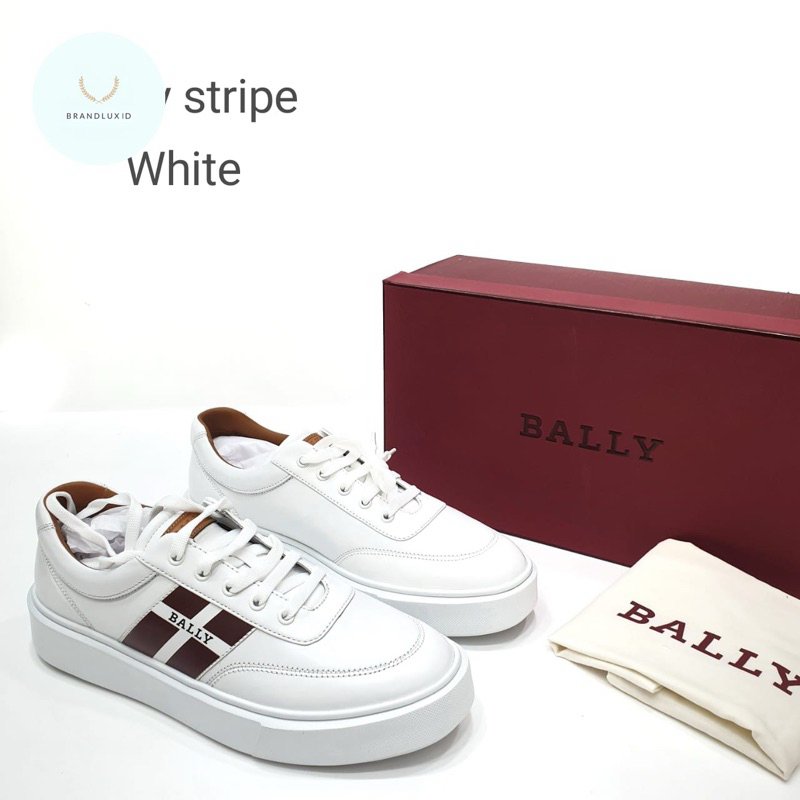 Bally Coby stripe optic white lamb sneakers shoes