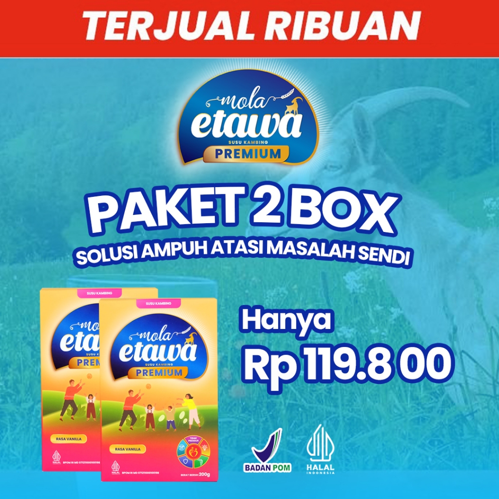 

Paket 2 Box Susu Mola Etawa Premium Susu Bubuk Kambing 100% Original untuk Nyeri Sendi