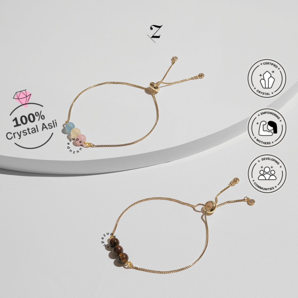 Zupazupazuu Adjustable Reguler Bracelet II - Gelang Crystal Bracelet Platinum Silver Gold [Petite] W