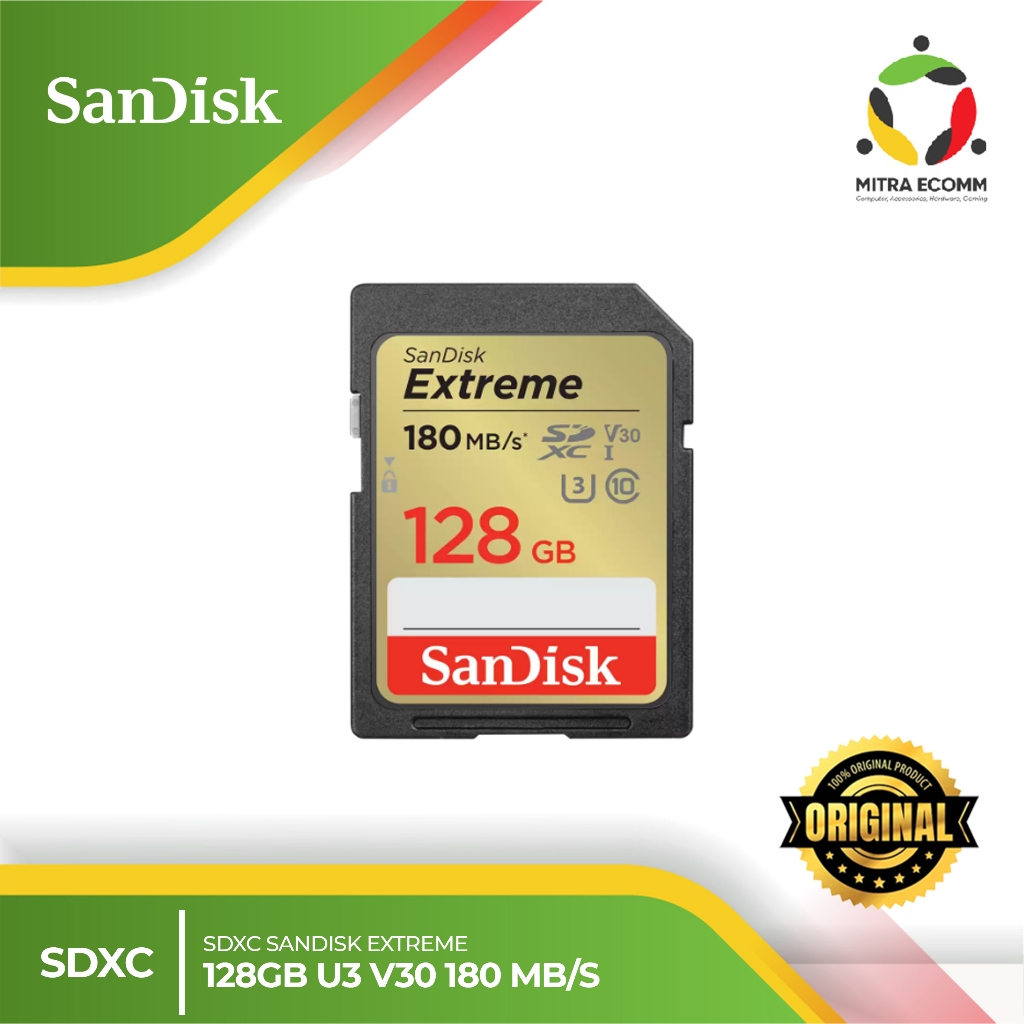 SDXC SanDisk Extreme 128GB 256GB 180MB/s UHS-I Card - SD Card 128gb - SDSDXVA-128G-GNCIN
