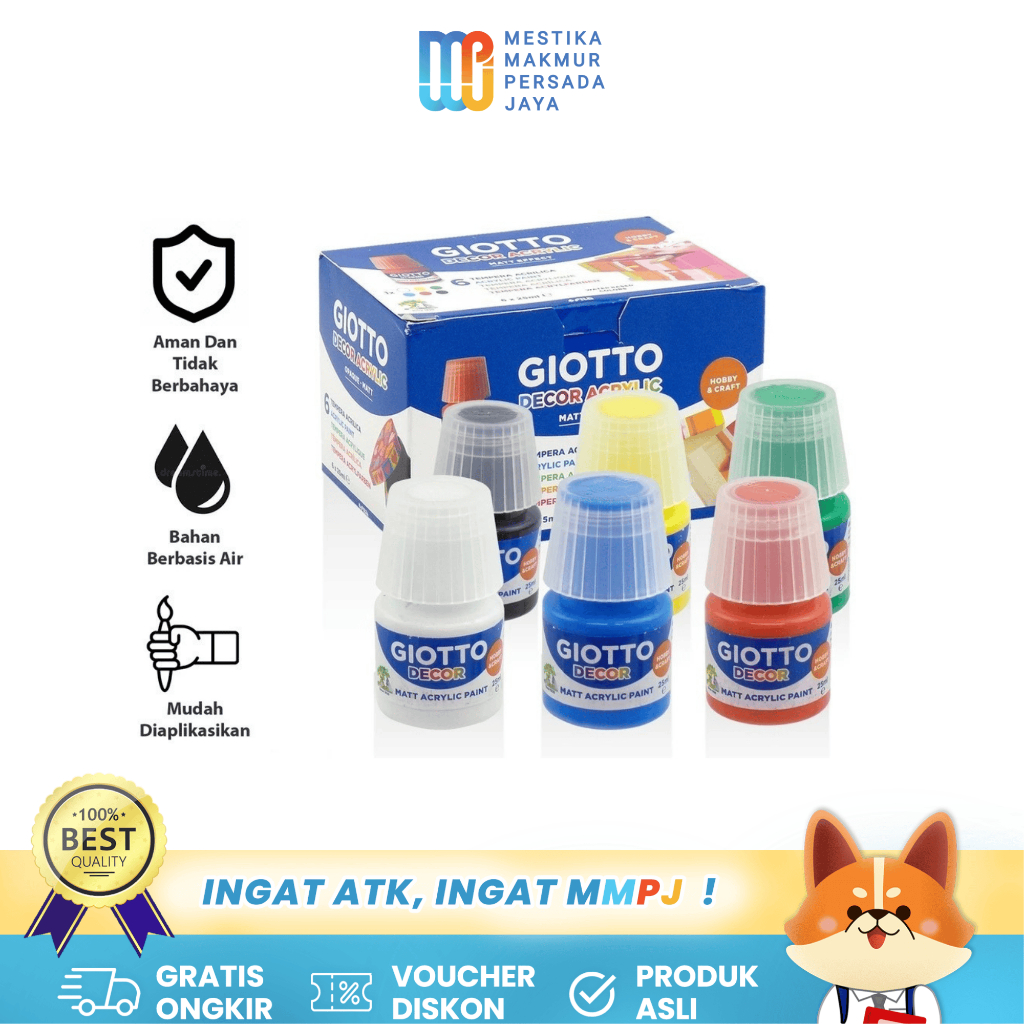 

Giotto Decor Acrylic Matt Cat Akrilik 25ml 6/12 Warna Kemasan 538200/530600