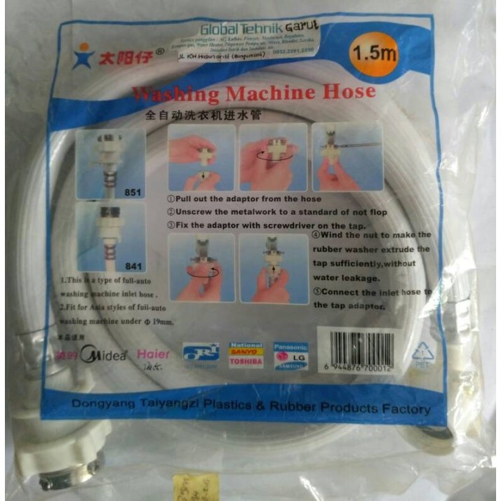 selang mesin cuci otomatis, selang inlet, selang air mesin cuci