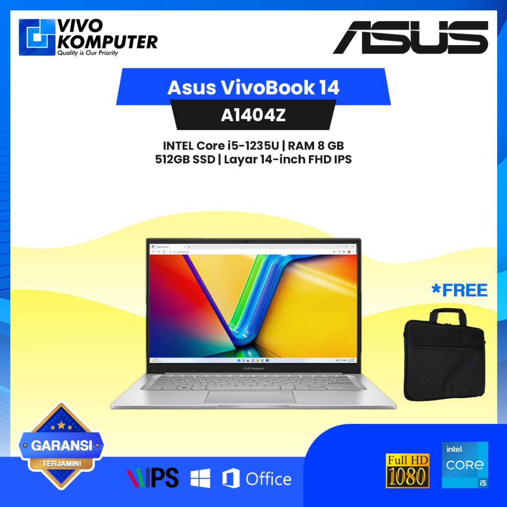 Asus VivoBook 14 A1404Z | INTEL Core i5-1235U | RAM 8GB | SSD 512GB | Layar 14-inch FHD IPS