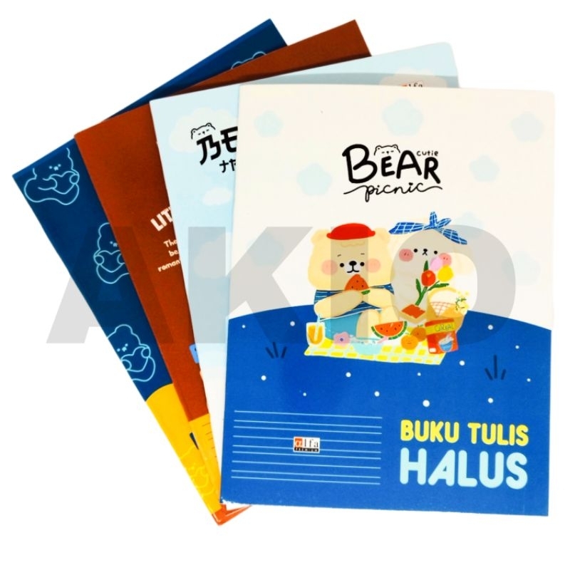 Buku Tulis Halus 3 Garis Kolom Karakter BERUANG BEAR 38 Lb Lucu ALFA PREMIUM Anak Sekolah TK SD PAUD