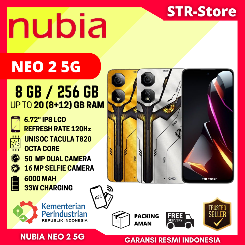 NUBIA NEO 2 5G 8/256 GB TERBARU GARANSI RESMI NEO 2 5G 8/256 GB RAM 8+12 GB - NUBIA NEO 2 5G