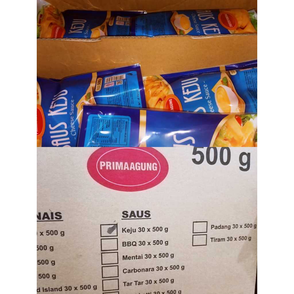 

(PAKET 1 DUS) PRIMA AGUNG Saus keju 500gr | 1 dus isi 30 pcs