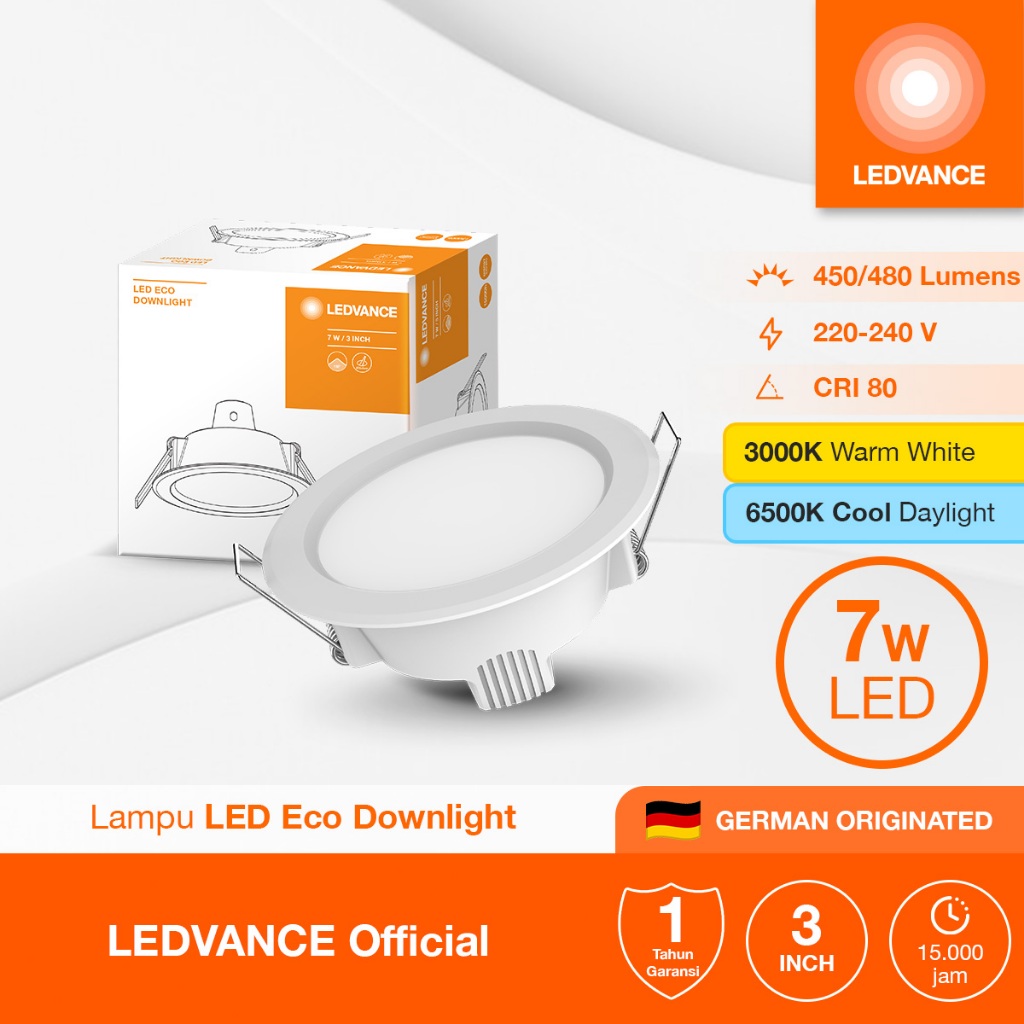 LEDVANCE LED ECO Downlight GEN1 7W Lampu Plafon Bulat 3 Inch Warm White Cool Daylight