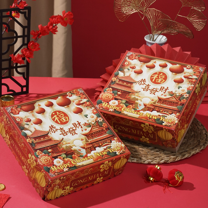 

10 Pcs Box Cake / Lapis legit Hampers Imlek Small Lampion uk 25x25x08 cm